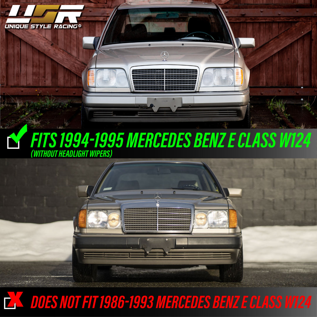 1994-1995 Mercedes Benz E Class W124 EURO GLASS Lens Headlight & Fog Light w/ Optional Corner Light