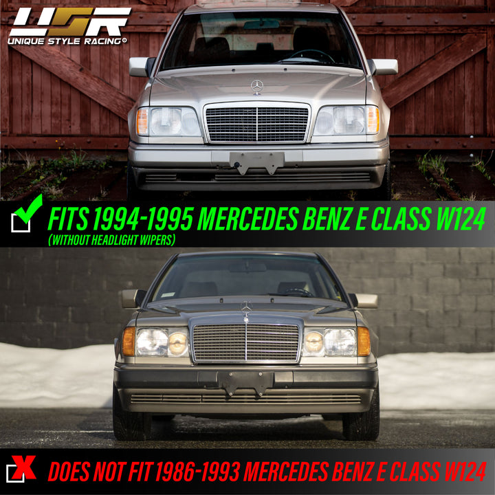 1994-1995 Mercedes Benz E Class W124 EURO GLASS Lens Headlight & Fog Light w/ Optional Corner Light