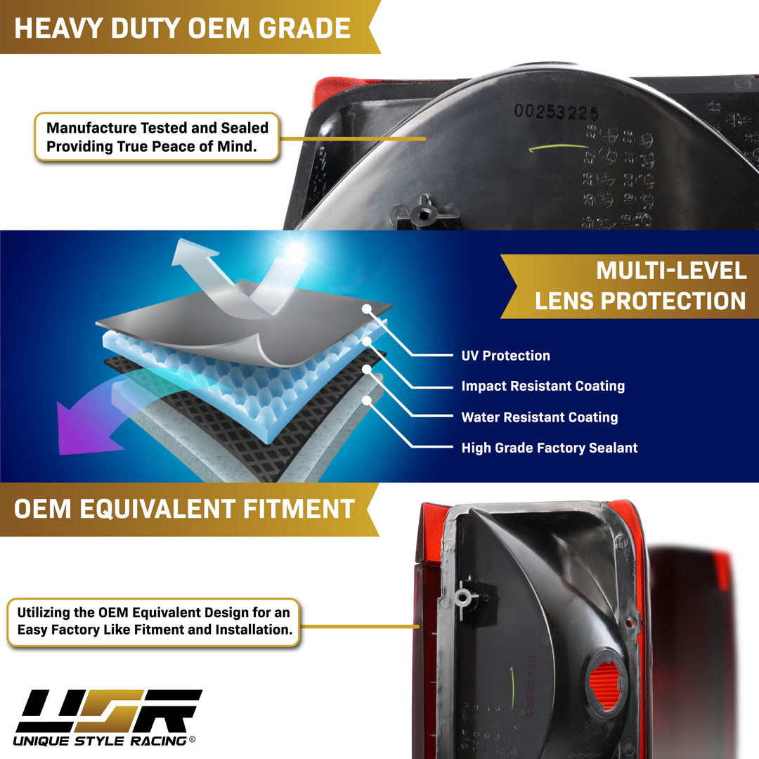 1990-1996 Ford F-150 / F250 / F350 Super Duty Truck & 1990-1996 Bronco Dark Red Smoke Lens Tail Lights