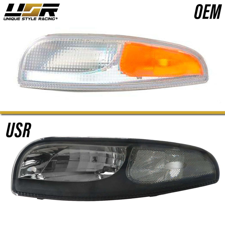 1997 - 2004 Chevrolet Corvette C5 Black Inner Housing Clear or Light Smoke Lens Front Bumper Signal Light