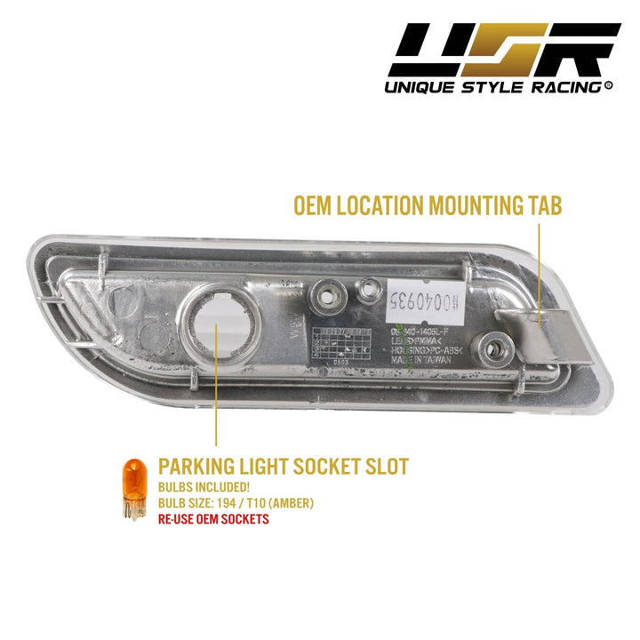 1998-2002 Mercedes CLK Class W208 Clear or Smoke Front Bumper Side Marker Light
#lens-color_clear-lens