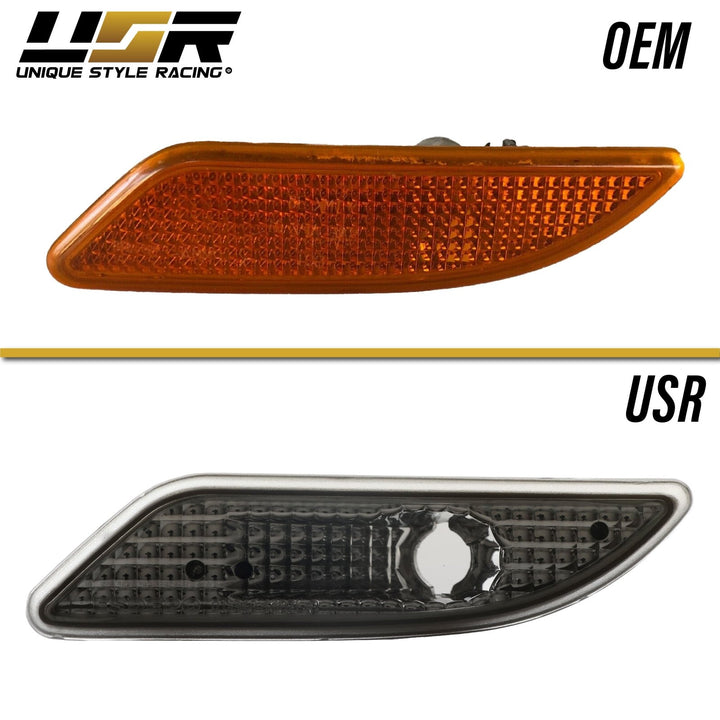 2005-2011 Mercedes SLK Class R171 Crystal Clear or Crystal Smoke Front Bumper Side Marker Light
#lens-color_crystal-smoke-lens-with-chrome-amber-bulbs