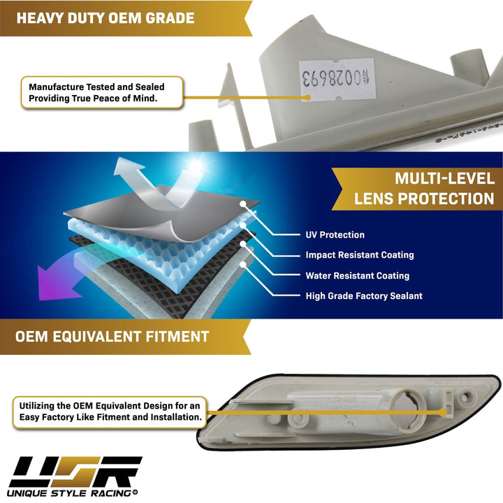 2005-2011 Mercedes SLK Class R171 Crystal Clear or Crystal Smoke Front Bumper Side Marker Light
#lens-color_crystal-smoke-lens-with-chrome-amber-bulbs