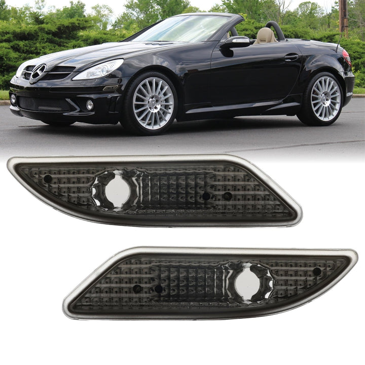 2005-2011 Mercedes SLK Class R171 Crystal Clear or Crystal Smoke Front Bumper Side Marker Light
#lens-color_crystal-smoke-lens-with-chrome-amber-bulbs