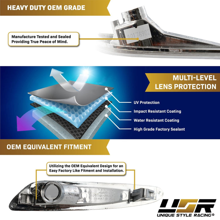 2003-2006 Mercedes SL Class R230 Clear or Smoke Front Bumper Side Marker Light
#lens-color_clear-lens