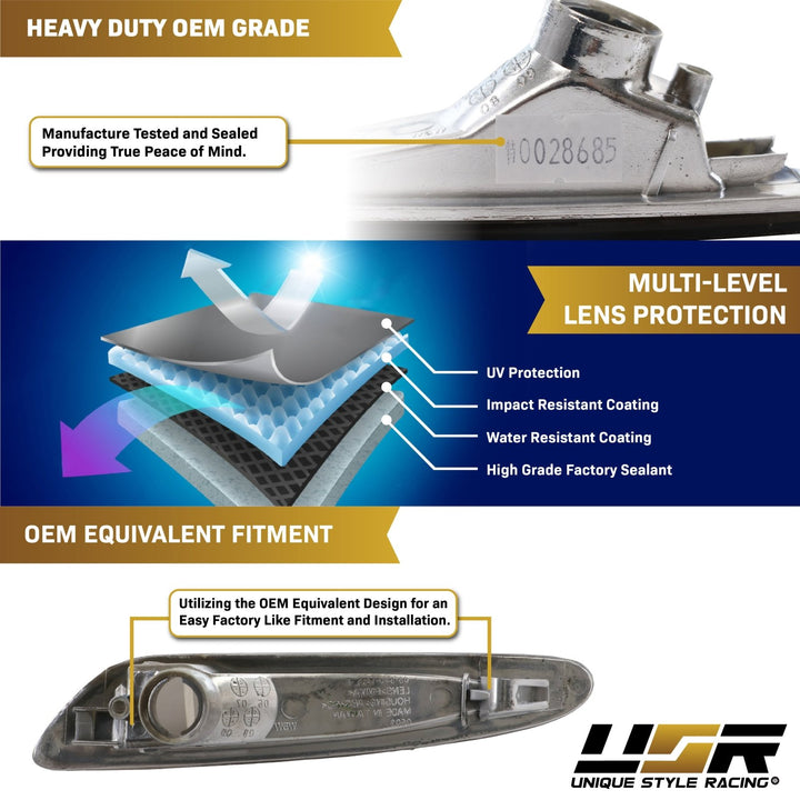 2003-2006 Mercedes SL Class R230 Clear or Smoke Front Bumper Side Marker Light
#lens-color_smoke-lens