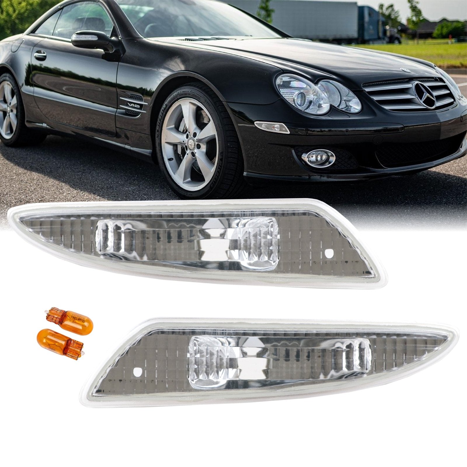 2007-2008 Mercedes SL Class R230 Clear or Smoke Front Bumper Side