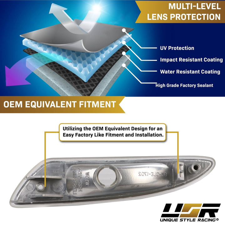 2007-2008 Mercedes SL Class R230 Clear or Smoke Front Bumper Side Marker Light
#lens-color_clear-lens