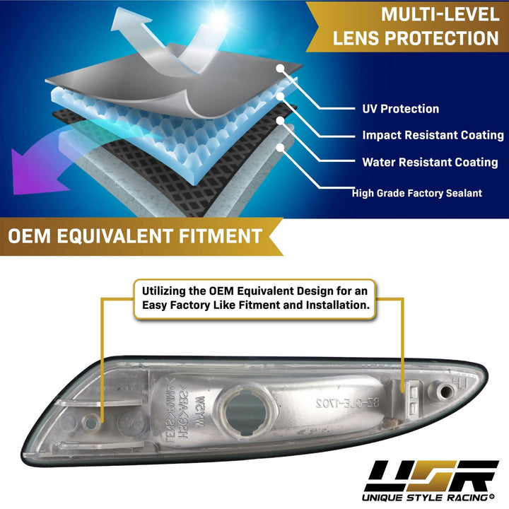 2007-2008 Mercedes SL Class R230 Clear or Smoke Front Bumper Side Marker Light
#lens-color_smoke-lens