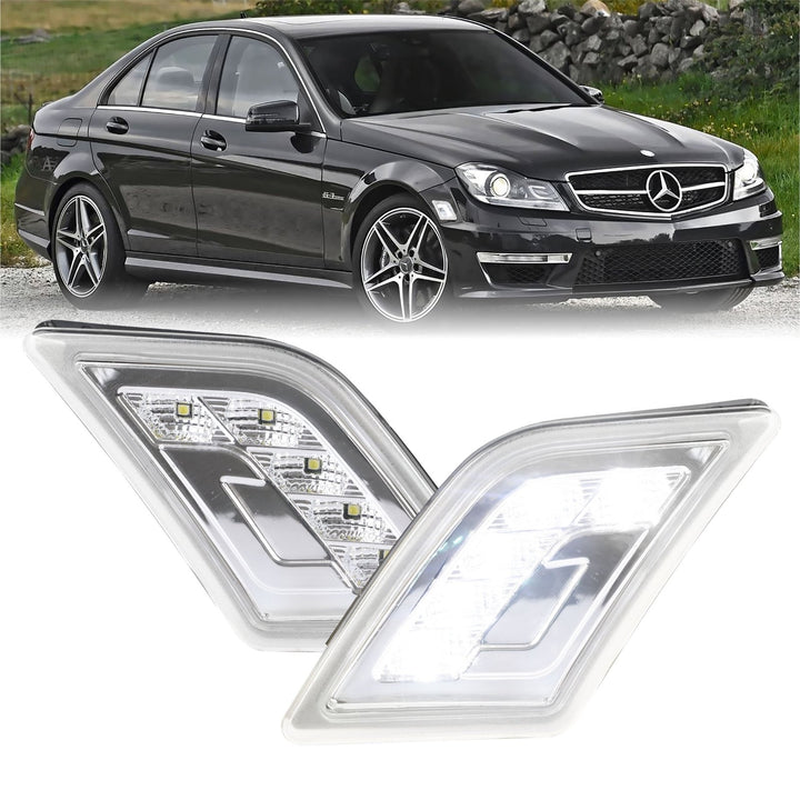 2009-2012 Mercedes R230 AMG SL63 & SL65 LED Clear or Smoke Front Bumper Side Marker Light
#lens-color_crystal-clear-lens-white-led