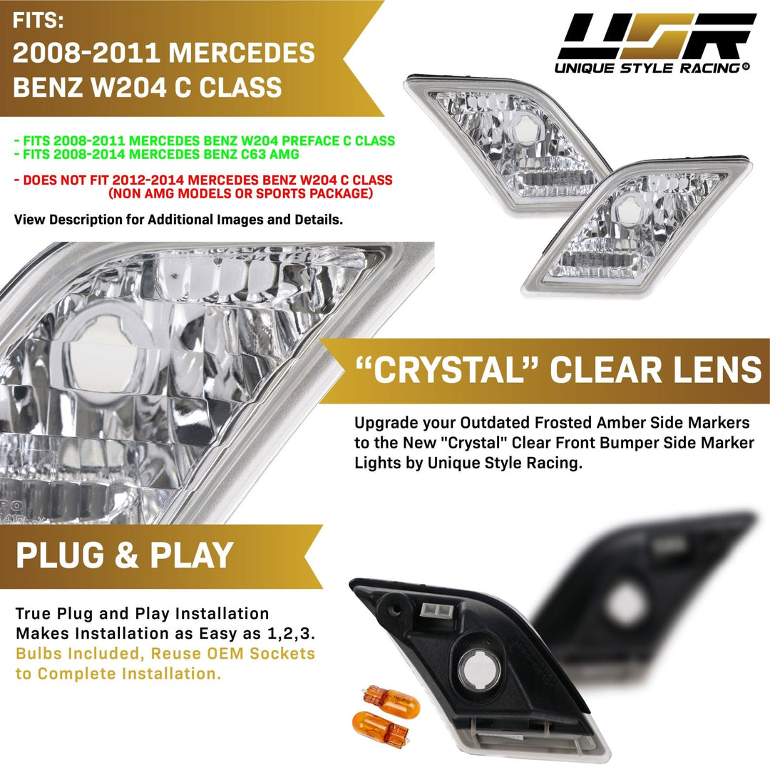 2009-2012 Mercedes R230 AMG SL63 / SL65 Crystal Clear or Smoke Front Bumper Side Marker Light
#lens-color_crystal-clear-lens