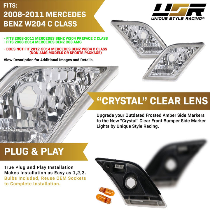 2009-2012 Mercedes R230 AMG SL63 / SL65 Crystal Clear or Smoke Front Bumper Side Marker Light
#lens-color_crystal-clear-lens