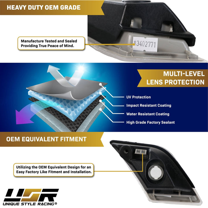 2009-2012 Mercedes R230 AMG SL63 / SL65 Crystal Clear or Smoke Front Bumper Side Marker Light
#lens-color_crystal-clear-lens