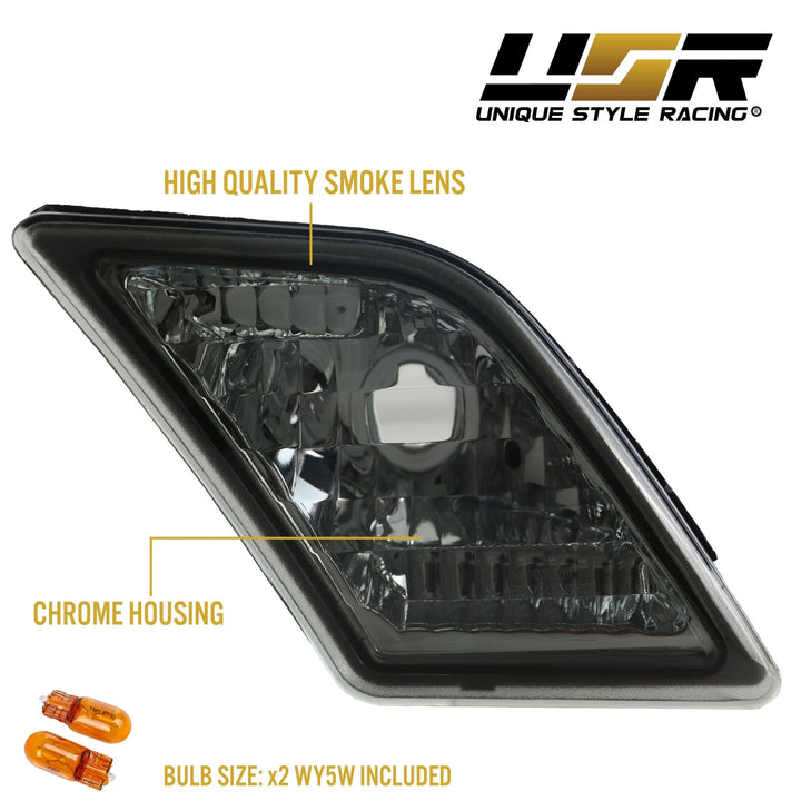 2009-2012 Mercedes R230 AMG SL63 / SL65 Crystal Clear or Smoke Front Bumper Side Marker Light
#lens-color_crystal-smoke-lens