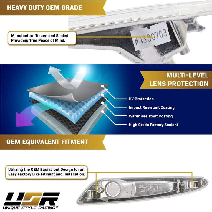 2003 - 2006 Mercedes E Class W211 Clear or Smoke Front Bumper Side Marker Light
#lens-color_clear-lens