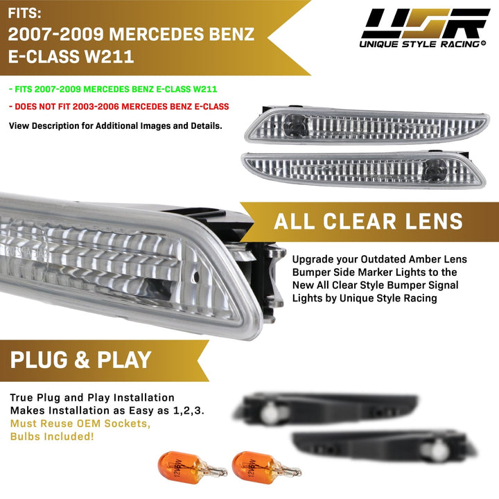 2007-2009 Mercedes E Class W211 Clear or Smoke Front Bumper Side Marker Light
#lens-color_crystal-clear-lens