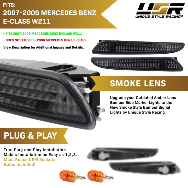 2007-2009 Mercedes E Class W211 Clear or Smoke Front Bumper Side Marker Light
#lens-color_crystal-smoke-lens