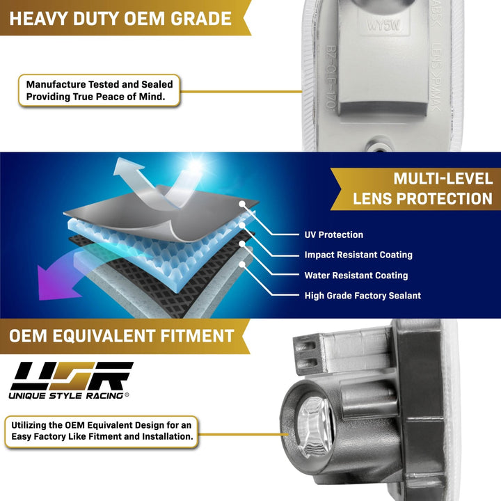 2010-2013 Mercedes E Class W212 Crystal Clear or Smoke Front Bumper Side Marker Light
#lens-color_crystal-clear-lens