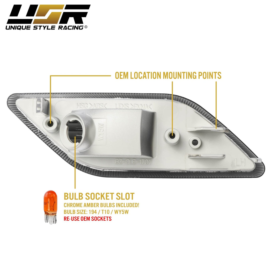 2010-2013 Mercedes E Class W212 Crystal Clear or Smoke Front Bumper Side Marker Light
#lens-color_crystal-smoke-lens