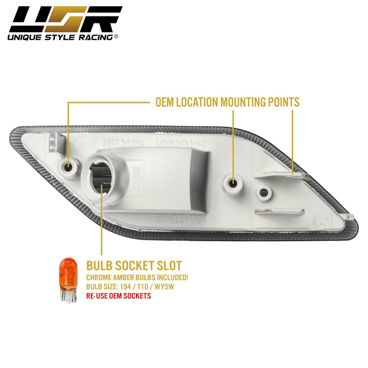 2010-2013 Mercedes E Class W212 Crystal Clear or Smoke Front Bumper Side Marker Light
#lens-color_crystal-smoke-lens