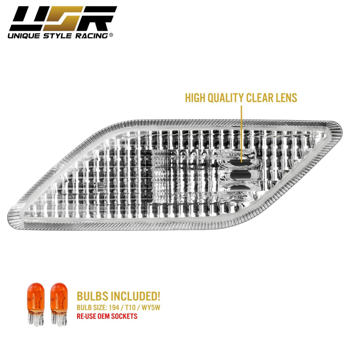 2010-2013 Mercedes E Class W212 Crystal Clear or Smoke Front Bumper Side Marker Light
#lens-color_crystal-clear-lens
