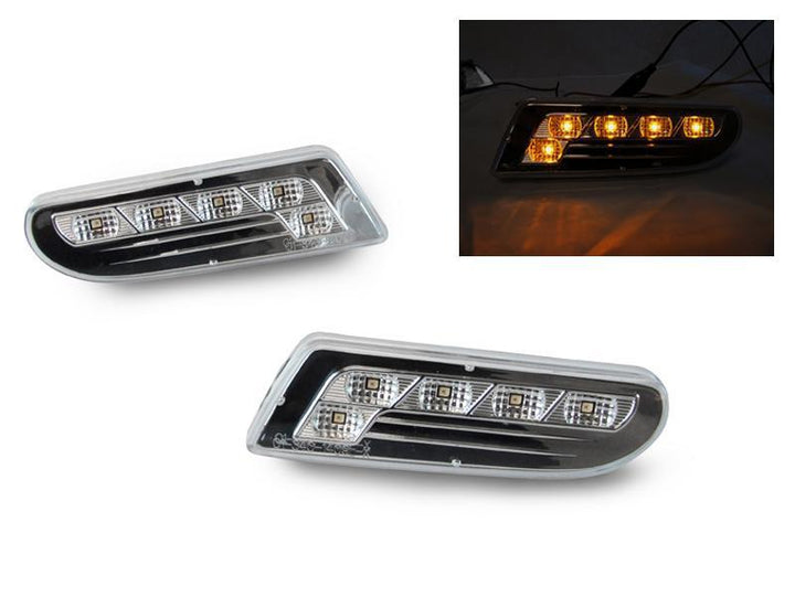2000-2006 Mercedes S Class W220 Clear or Smoke Lens with Amber or White LED Front Bumper Side Marker Light
#lens-color_clear-lens-amber-led