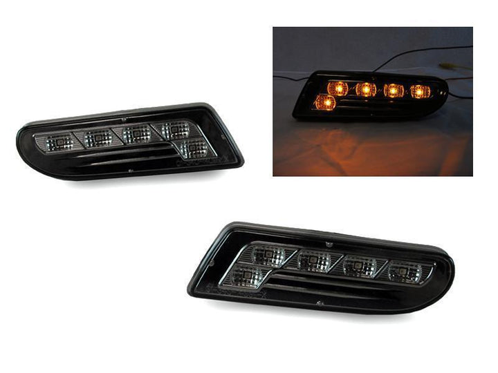 2000-2006 Mercedes S Class W220 Clear or Smoke Lens with Amber or White LED Front Bumper Side Marker Light
#lens-color_smoke-lens-amber-led