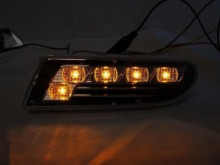 2000-2006 Mercedes S Class W220 Clear or Smoke Lens with Amber or White LED Front Bumper Side Marker Light
#lens-color_smoke-lens-amber-led