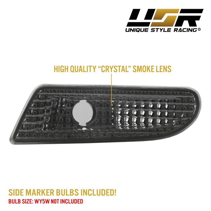 2000-2006 Mercedes S Class W220 Crystal Clear or Smoke Lens Front Bumper Side Marker Light
#lens-color_smoke-lens
