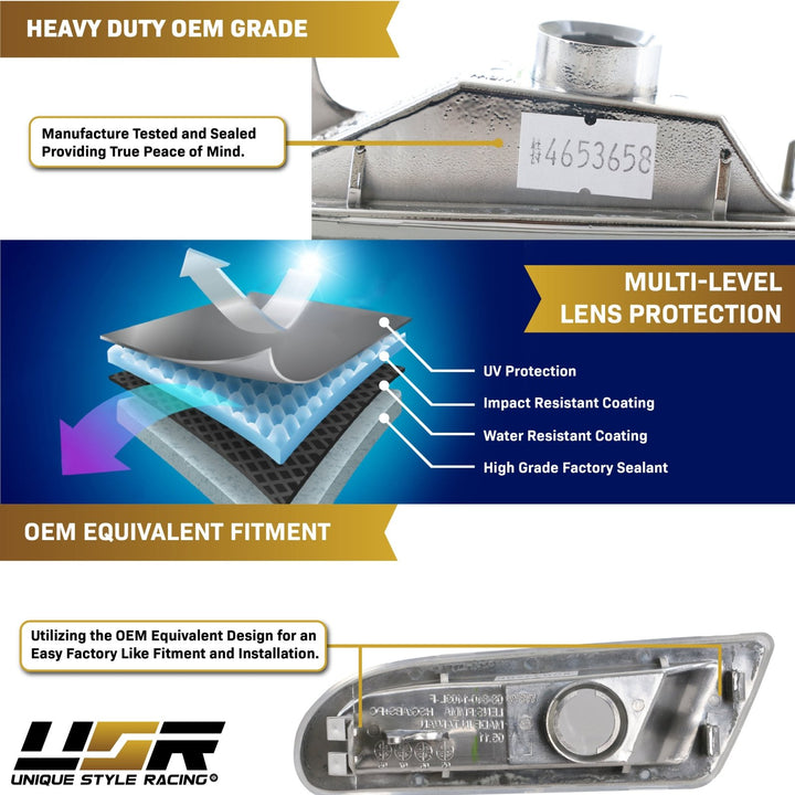 2000-2006 Mercedes S Class W220 Crystal Clear or Smoke Lens Front Bumper Side Marker Light
#lens-color_clear-lens