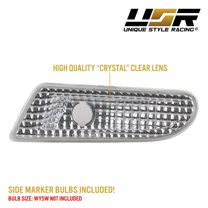 2000-2006 Mercedes S Class W220 Crystal Clear or Smoke Lens Front Bumper Side Marker Light
#lens-color_clear-lens