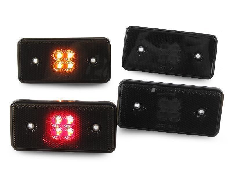 2002 - 2014 Mercedes Benz W463 G Wagon Chassis 4 PC Smoke Lens Front Amber and Rear Red LED Bumper Side Marker Light