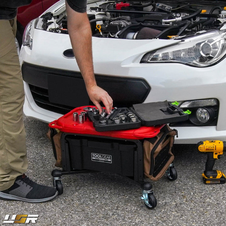 Heavy - Duty Rolling Tool Box Creeper Seat Workbench