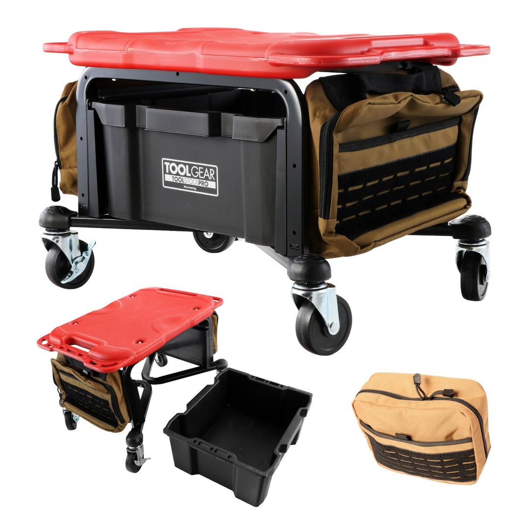 Heavy - Duty Rolling Tool Box Creeper Seat Workbench
