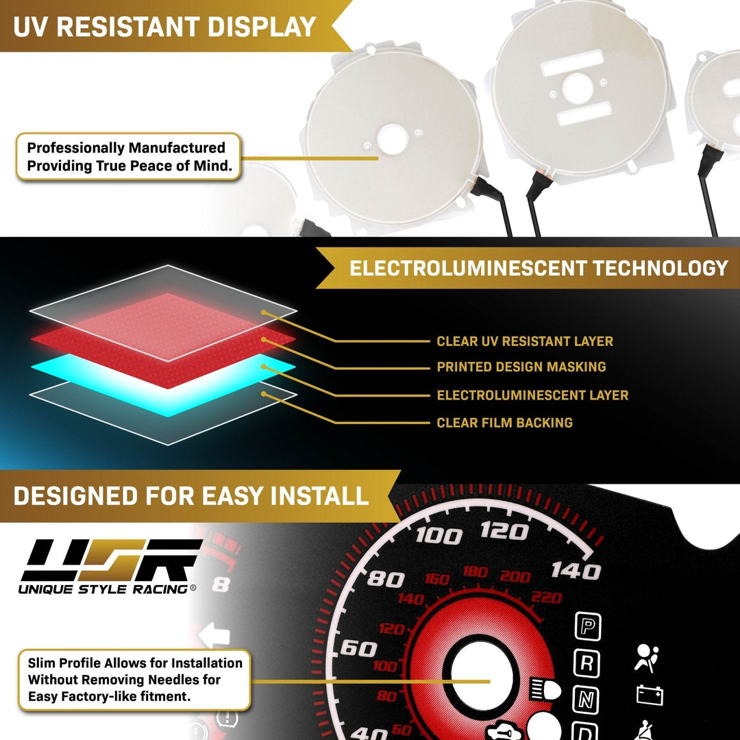 1990 - 1993 Acura Integra LS/RS/GS White Face Blue/Green Glow Gauge Face for Instrument Cluster