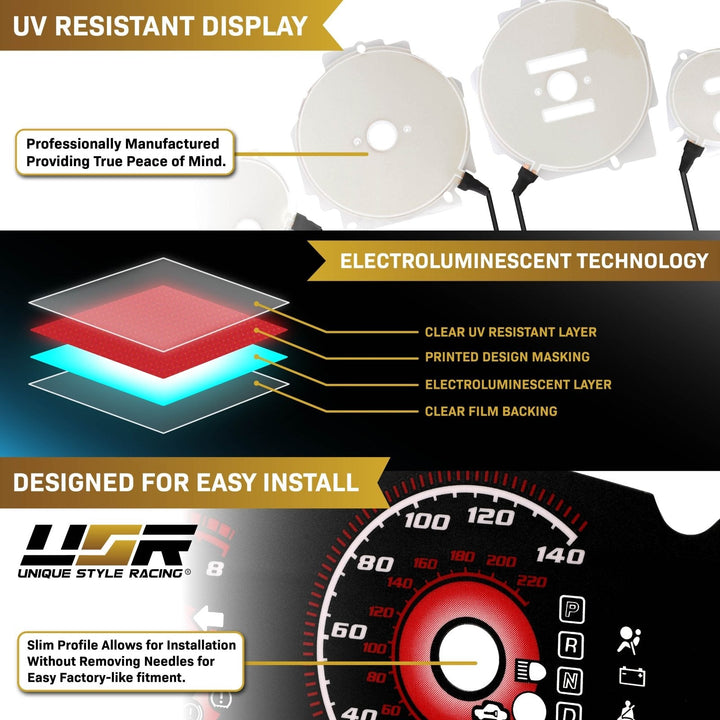 1990 - 1993 Acura Integra LS/RS/GS White Face Blue/Green Glow Gauge Face for Instrument Cluster