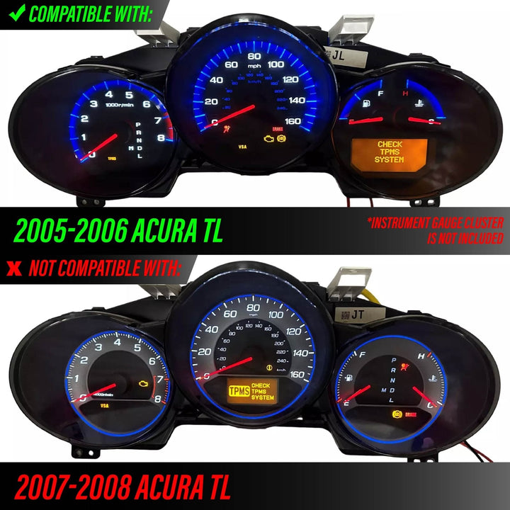 2004 - 2006 Acura TL Type S Style Silver/Black Gauge Face Blue/White Glow Gauge