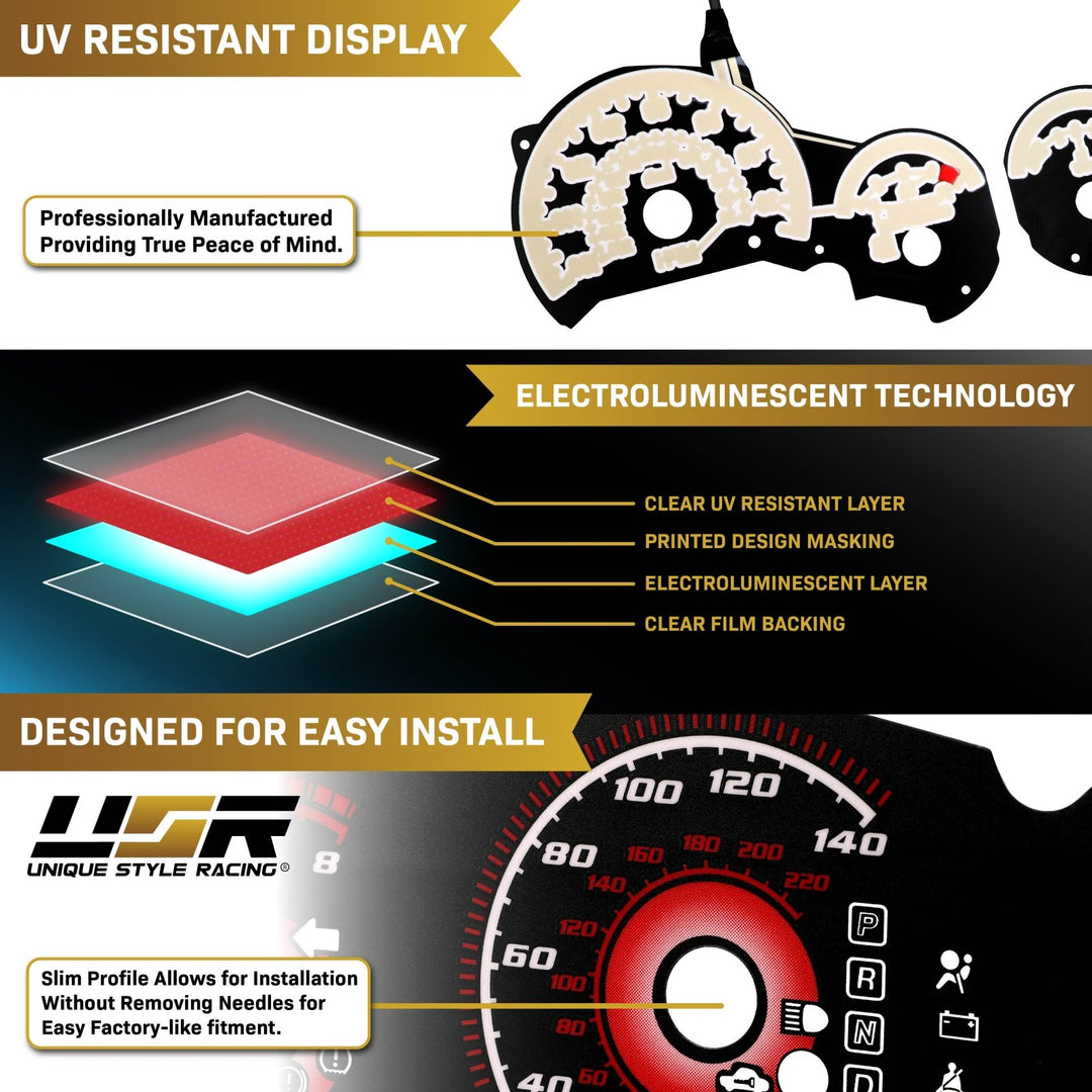 1994-1999 BMW E36 M3 3 Series E92 Style Black Gauge Face White Glow Gauge