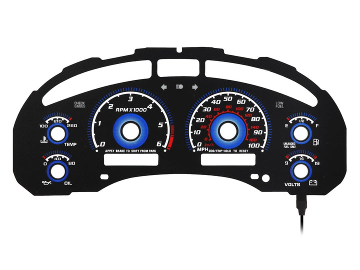 1998 - 2004 Chevrolet Chevy S10 & Blazer WITH Tach/RPM Black Gauge Face Blue Glow for Instrument Cluster