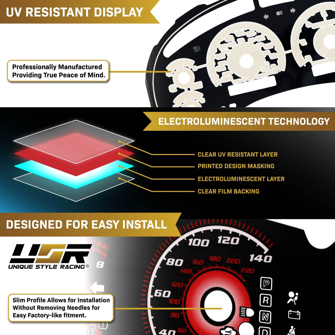 1998 - 2004 Chevrolet Chevy S10 & Blazer WITH Tach/RPM Black Gauge Face Blue Glow for Instrument Cluster