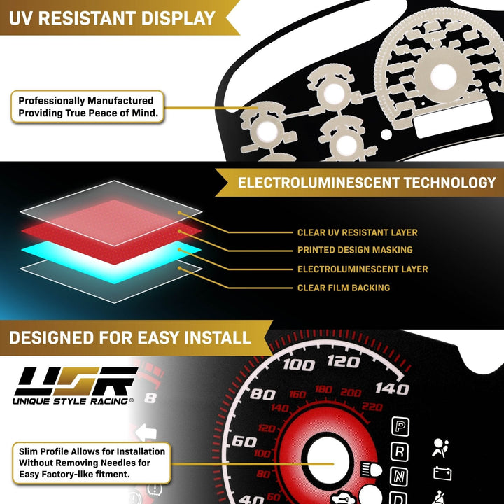 1999 - 2002 Chevrolet Chevy Silverado & Tahoe Black Gauge Face Blue Glow Gauge for Instrument Cluster