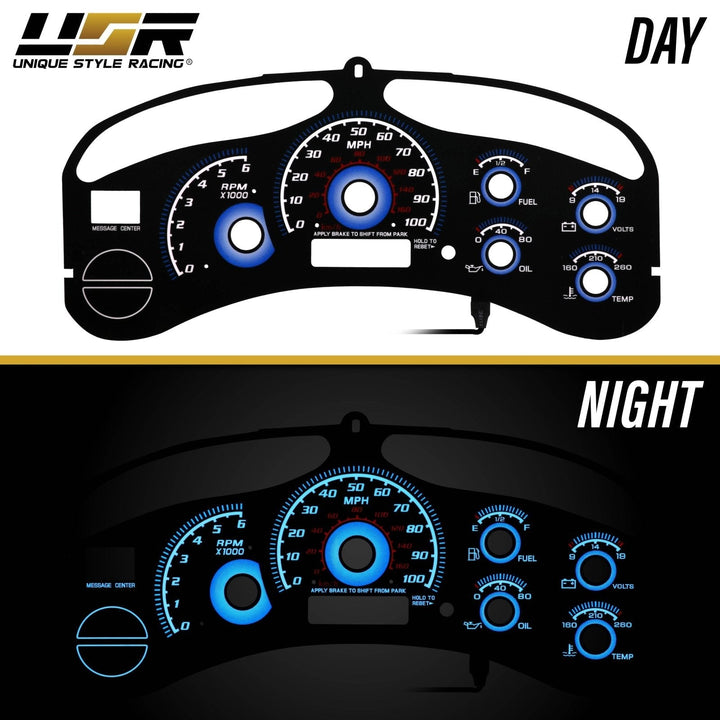 1999 - 2002 Chevrolet Chevy Silverado & Tahoe Black Gauge Face Blue Glow Gauge for Instrument Cluster