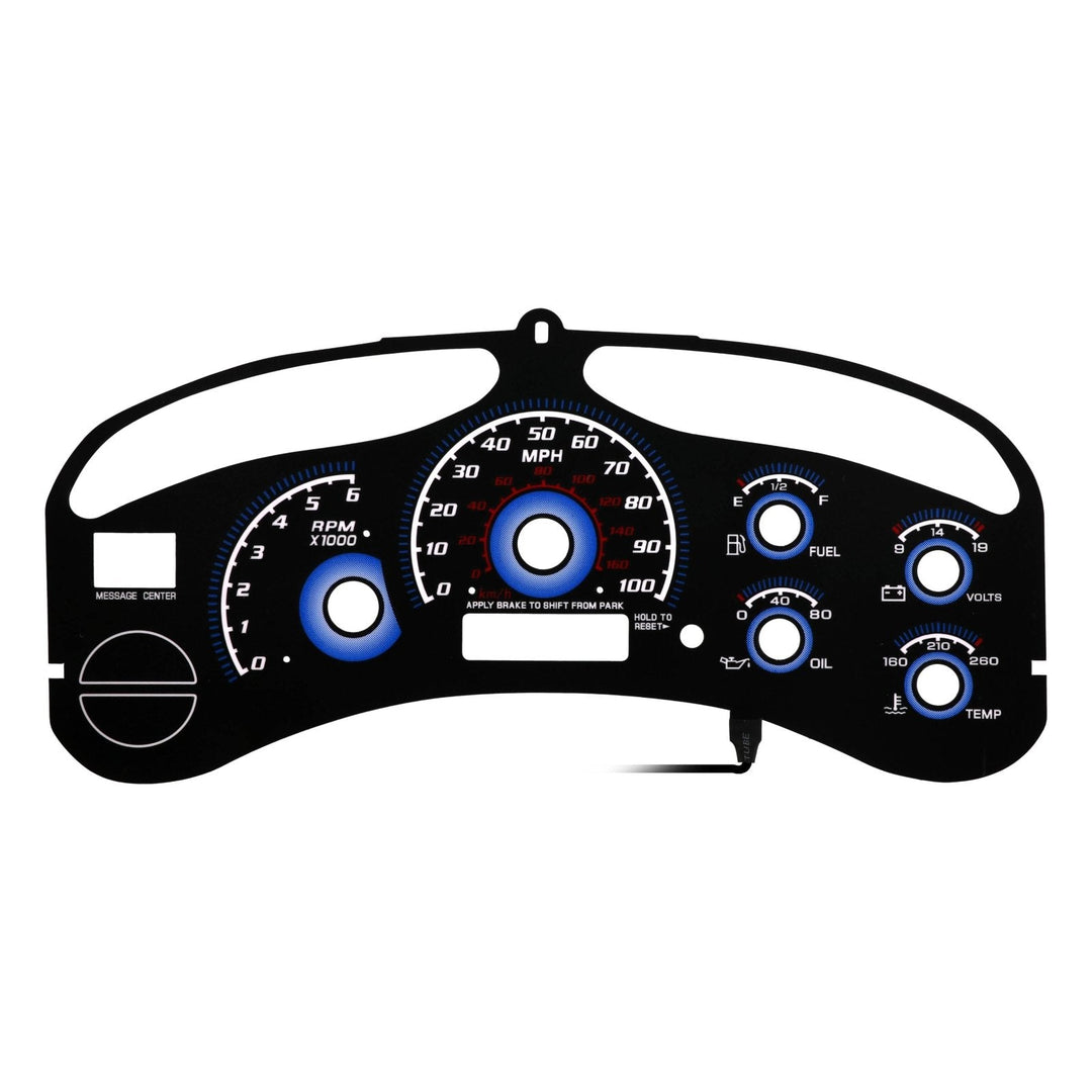 1999 - 2002 Chevrolet Chevy Silverado & Tahoe Black Gauge Face Blue Glow Gauge for Instrument Cluster
