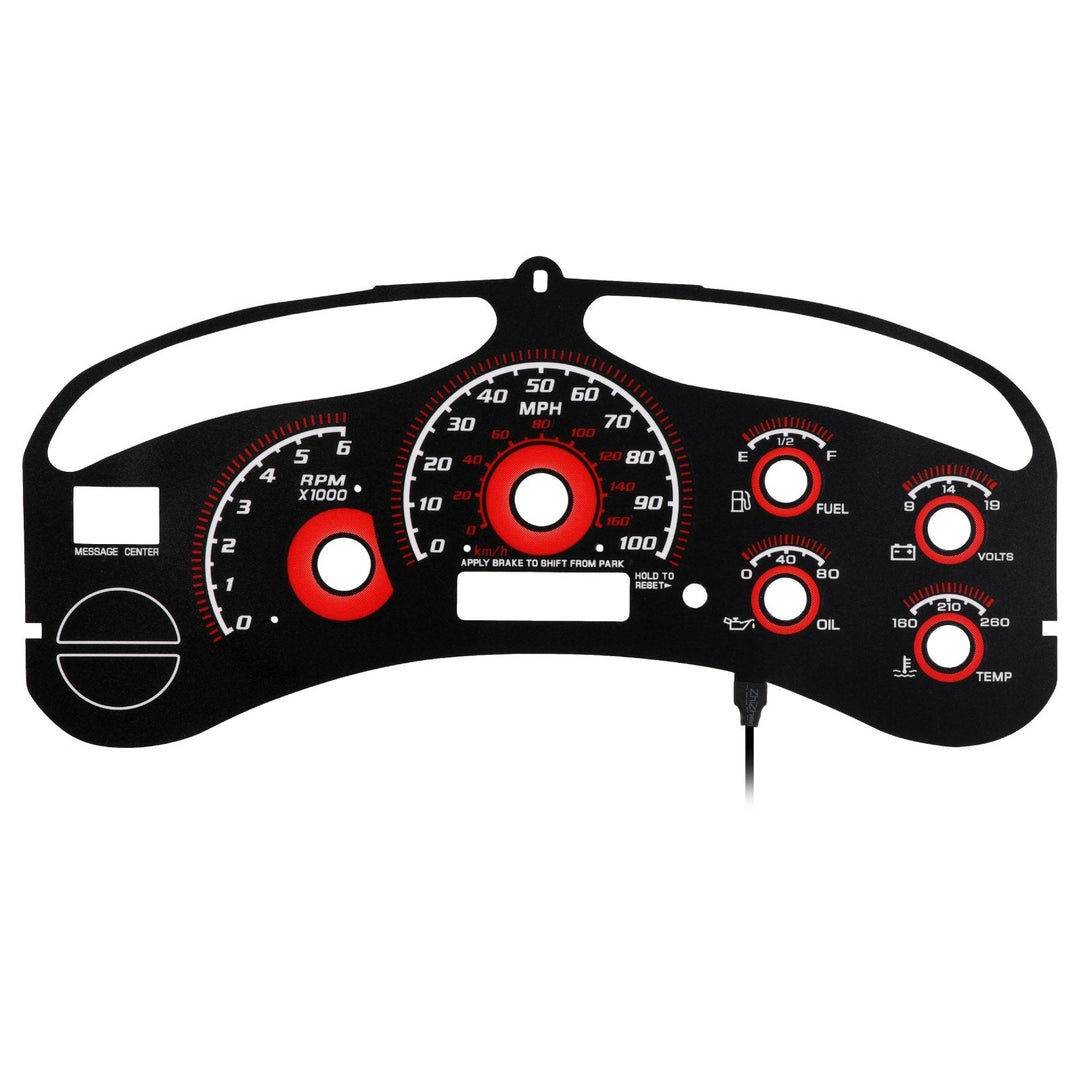 1999 - 2002 Chevrolet Chevy Silverado & Tahoe Black Gauge Face Red Glow Gauge for Instrument Cluster
