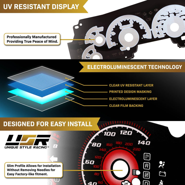 2002 - 2004 Ford F - 250 / F - 350 / F - 450 / F - 550 Super Duty Diesel Black Gauge Face Blue Glow Gauge for Instrument Cluster