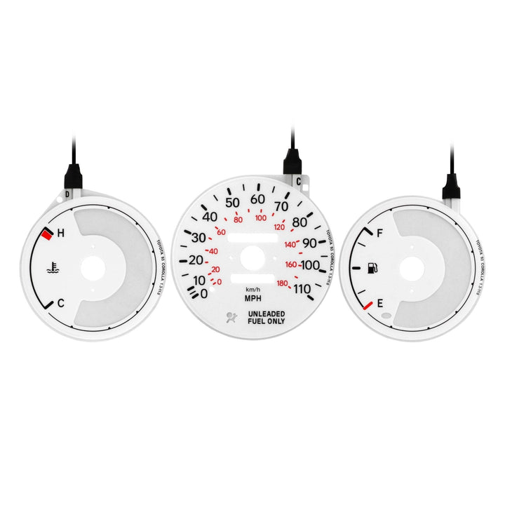 1993 - 1997 Toyota Corolla White Face Blue/Green Glow Gauge Face for Instrument Cluster
