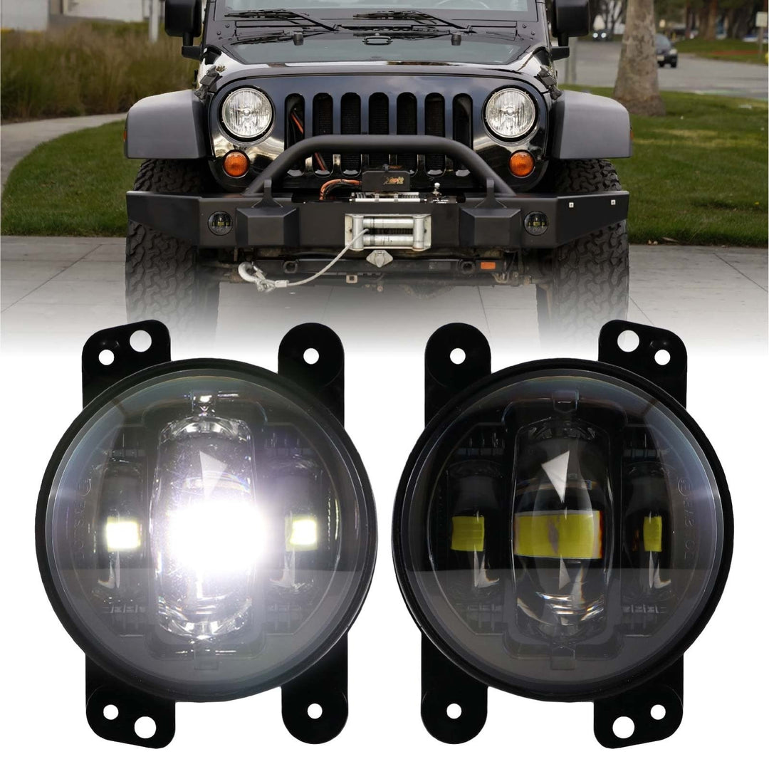 2007 - 2009 Jeep Wrangler JK Black Housing LED Projector Fog Lights