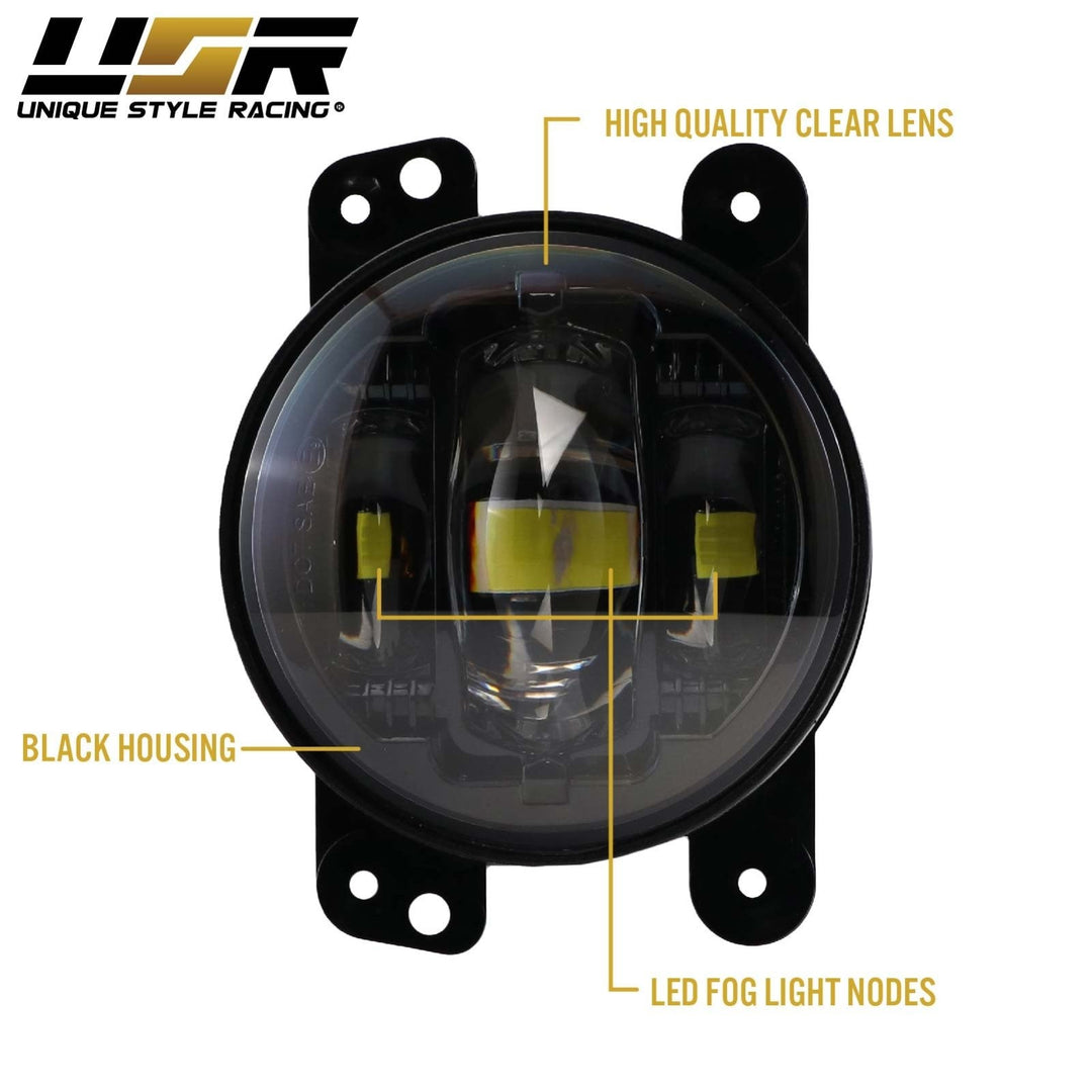 2007 - 2009 Jeep Wrangler JK Black Housing LED Projector Fog Lights