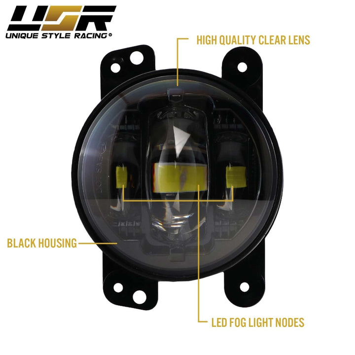 2007 - 2009 Jeep Wrangler JK Black Housing LED Projector Fog Lights