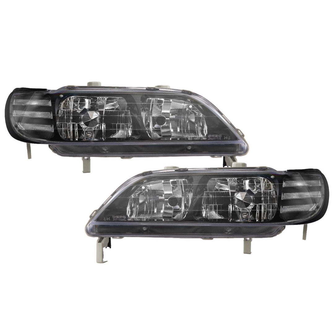 1997 - 1992 Acura CL JDM Black Housing Headlight W/ Clear Corner Light